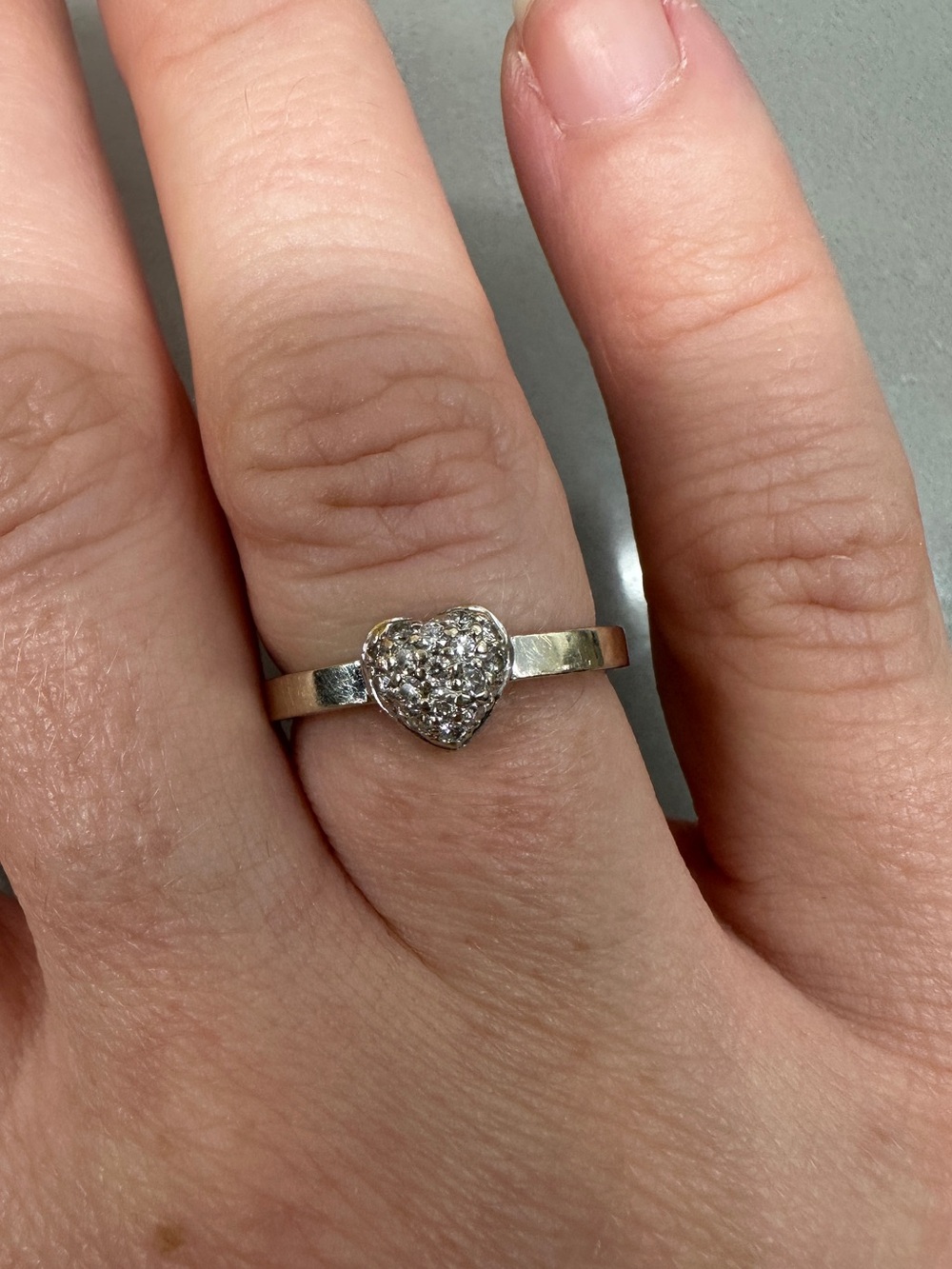 ROBERTO COIN TINY TREASURES PUFFED HEART RING WITH DIAMONDS in 18K White Gold - Picture 14 of 15